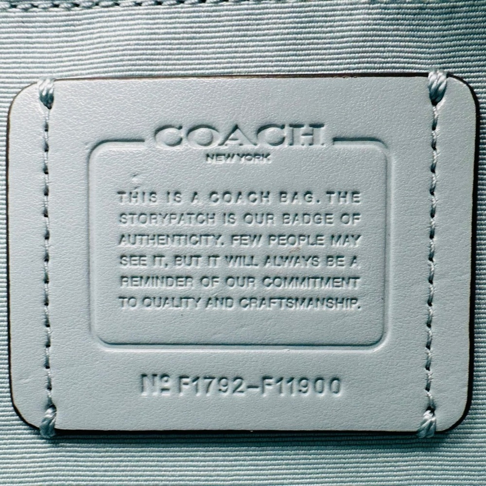 COACH AVA TOTE BAG IN GLITTER AQUA BLUE LEATHER F11900 AND F11835 WALLET SET - Picture 9 of 16